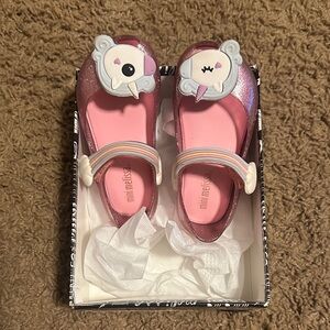 Mini Melissa Glittery Pink Unicorn shoes size 7c